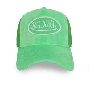 Von Dutch unisex  NEON Lime Green & white  velvet Trucker HAT NWT LIMITED DEAL